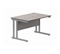 Office Rectangular Desk Double Cantilever 1200X800 Grey Oak/Silver