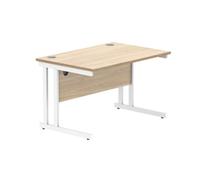 Office Rectangular Desk Steel Double Cantilever 1200X800 Oak/White