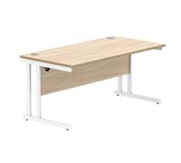 Office Rectangular Desk Steel Double Cantilever 1600X800 Oak/White