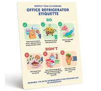 Office Refrigerator Etiquette Guide - Magnetic Signs for Refrigerator to Promote Respectful Behavior - Cute Office Supplies & Office Accessories - Office Must Haves Kitchen Decor - Office Essentials