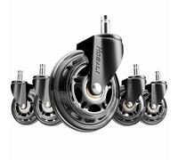 Office Rubber Chair Casters Replacement, 3 Inch Heavy-Duty Computer Gaming Desk Caster Wheels Smooth & Safe Rolling for All Floors Including Hardwood and Carpet, Set of 5