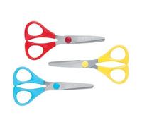 Office/School Scissors with Plastic Handles and Stainless Steel Blades 130 mm Assorted [Pack 3] + A Free Pen