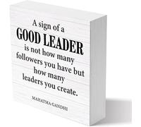 Office Sign A Sign Of A Good Leader Is Not How Many Followers You Wood Box Decor for Home Office Desk Shelf Gift for Leader 5x5 Inch