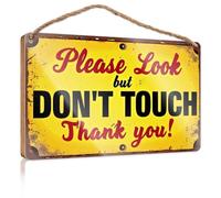 Office Signs For Desk Funny Please Look But Don't Touch. Thank You! Desk Accessories For Men Backyard Decor(23X35CM)