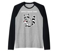 Office Snack Thief Raccoon Funny Office Quote Raglan Baseball Tee