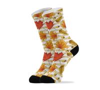 Office Socks Happy Autumn Maple Oak Leaves Work Socks Wicking Walking Socks Comfortable Men’S Socks For Runing Baseball Basketball 40Cm