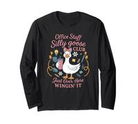 Office Staff Silly Goose Club Just Over Here Wingin It Crew Long Sleeve T-Shirt