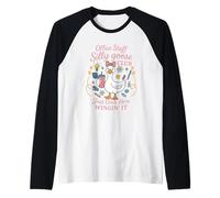 Office Staff Silly Goose Club Just Over Here Wingin It Crew Raglan Baseball Tee