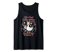 Office Staff Silly Goose Club Just Over Here Wingin It Crew Tank Top