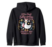 Office Staff Silly Goose Club Just Over Here Wingin It Crew Zip Hoodie