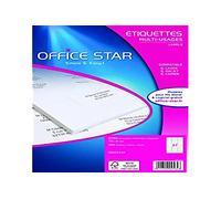 OFFICE STAR - Box of 2700 White Multi-use self-Adhesive Labels, Format 70 x 31 mm, Customizable and Printable for All Types of Laser Printers, Inkjet Printers, copiers