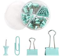 Office Stationery Set, Office Stationery Set Map Push Pins, Paper Clips, Paper Binder Clips with Clear Box for Office Class School(Blue)