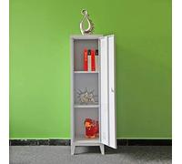 Office Steel Filing Standing Cabinet, Garage Metal Storage Cupboard Locker Tool Cabinet 1 Door 3-Tier Adjustable Shelves (White)