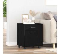Office Storage Cabinet Black Oak 45x38x54cm Engineered Wood Rolling for Home Use