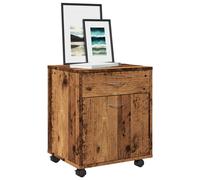 Office Storage Cabinet Old Wood 45x38x54 cm Engineered Wood Rolling Unit 1 shelf