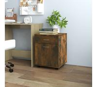 Office Storage Cabinet on Wheels Smoked Oak Engineered Wood 45x38x54 cm 1 Shelf