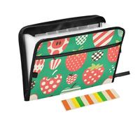 Office Supplies Folders 13 Pockets A4 Letter Size with Zipper Closure for Paper Organizer Folder Red and Green Polka Dot Apples para guardar