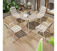 Office Table and Chair Set Round Dining Table for 4 SpaceSaving Negotiation Table with Chairs Simple Design for Living Room Balcony Bar (70 cm)