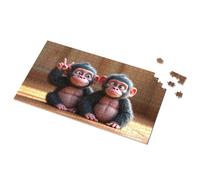 Office Tin Sign Two Cute Monkeys Making Peace Signs Picture Puzzle Wall Signs Hot Beer Tin Sign(500PCS)