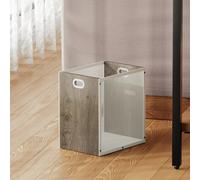 Office Trash Can, Rectangular Kitchen Garbage Can, Iron and Wood Combination Bathroom Trash Can, Modern Design Wastebasket Bin for Bathroom, Laundry Room, Kitchen, Kids' Room, Dorm(4.5 Gallon)