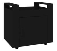 Office Trolley Black Made of Wood Material 60 x 45 x 60 cm with Sturdy Worktop and Door, Mobile Trolley with 4 All-Purpose Wheels, Space-Saving as Side Trolley and Organiser for Office and