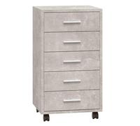 vidaXL Drawer Cabinet with Castors Concrete Grey Engineered Wood