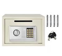 Office Use Security Box 16L White Cash Box Electronic Password Money Deposit Box Ideal for Money Jewelry File with Lock Key Waterproof Fireproof Safety Box for Office(16L,White)