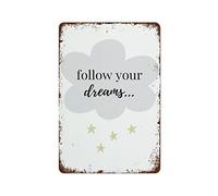 Office Wall Art Follow Your Dreams Decor Inspirational Quote Motivational Quotes Poster Tin Sign Vintage for Cafe Bar Home Gift Women 8x5.5 Inch - Home Decor