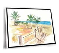 Office Wall Decor,Rustic Bedroom Decor,Beach Walk At The Promenade Scene Wall Decoration Edition Fine Art Print Watercolor Prints Painting,Wall Decor Wall Art,12x16 Inch UnFramed Wall Art