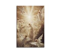 Office Wall Painting Art Canvas Posters-Religious Poster with Angels Surrounding A Radiant Light Inspiring A Sense of Reverence Beautiful Wall Art for Believers 24x36inch(60x90cm)Unframe-style