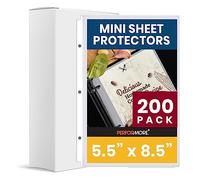 Office Werks Heavyweight Clear Mini Sheet Protectors Holds 5.5 x 8.5 Inches Sheets, Fits a 3-Ring Binder, Crystal Clear, Acid-Free, Archival Safe with Reinforced Holes, Top Loading (200 Pack)