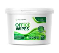 Office Wipes - 500 Heavy-Duty | Plastic Free | Antibacterial Biodegradable Wipes - Eliminates 99.9% of Germs | Alcohol Free - Perfect for Offices, Desks, Work Surfaces & Homes - Refillable Bucket