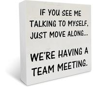 Office Wood Box Sign Rustic If You See My Talking to Myself Decorative Signs for Home Office Desk 5x5 Inches