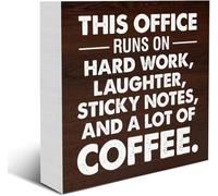 Office Wood Box Sign Rustic This Office Runs On Hard Work Wood Block Decor for Home Office Shelf Desk Gift 5x5 Inch