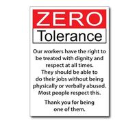 Office - Zero Tolerance Workplace Signs Metal Sign for Wall, Fence, or Gate 12"x8"