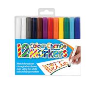 Office Zone 12 Colour Change Markers Set - Includes 10 Standard & 2 Special White Markers - Magical Colour Transformation - Fine Tip, Dual Tip Design - Perfect for Art & Craft Projects