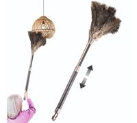 OfficeGear Extendable Ostrich Feather Duster 62-78cm | Genuine South African Feathers - Anti-Static, Flexible Cleaning for Lights, Ceiling Corners, Cupboards, Shelves & Hard-to-Reach Areas