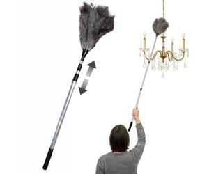 OfficeGear Extendable Telescopic Genuine Ostrich Feather Duster Large - Cleaning Lights, Doorways, Skirting, Cupboards, Ceilings