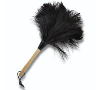 OfficeGear Genuine Ostrich Feather Duster Natural Wood Handle With Lanyard - 8" | 20cm Mini Office Desktop Household Dust Removal Tool