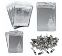 OfficeGear ID Badge Holder [100 Pack] Vertical Hanging Size A7 (3x4 inch 74x105mm) Plus 100x Lapel Clips - Ziplock Closure for ID Cards Licences Delegate Exhibitor Visitor Badges