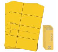 OfficeGear Yellow Event Tickets with Stub 4-up [25 Sheets - 100 Pack] 74x210mm Printable White A4 160gsm Micro-Perforated Card for Event Tickets, Raffle, Concert, Admission Incl Design Template