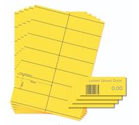 OfficeGear Yellow Shelf Edge Barcode Price Ticket Labels 14-up [25 Sheets - 350 Pack] 38x105mm Custom Printable A4 120gsm Card Micro Perforated Non-Adhesive Merchandise Tag Includes Design Template