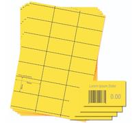 OfficeGear Yellow Shelf Edge Barcode Price Ticket Labels 21-up [25 Sheets - 525 Pack] 38x70mm Custom Printable A4 120gsm Card Perforated Non-Adhesive Merchandise Tag Includes Design Template