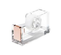 OfficeGoods Acrylic Tape Dispenser - Modern Desk Organizer for Office Supplies, Heavy Duty Refillable Tape Holder for Home and School Crafting, Stylish Desktop Accessory for Gift Wrapping, Rose Gold