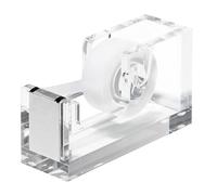 OfficeGoods Acrylic Tape Dispenser - Modern Desk Organizer for Office Supplies - Heavy Duty Refillable Tape Holder for Home and School Crafting - Stylish Desktop Accessory for Gift Wrapping, Silver