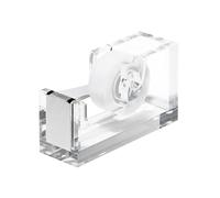 OfficeGoods Acrylic Tape Dispenser - Modern Desk Organizer for Office Supplies - Heavy Duty Refillable Tape Holder for Home and School Crafting - Stylish Desktop Accessory for Gift Wrapping, Silver