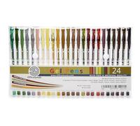 OfficeGoods Brown Earth Gel Pens with Ink Refills, 24 Pack Metallic, Glitter, Classic Colors - 0.8-1.0 mm Medium Tip for Writing, Coloring Books, and Journaling