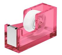 OfficeGoods Modern Acrylic Tape Dispenser - Non-Slip Rubber Holder Bottom- Appealing Design, Perfect for Home, School or Office Desk - Holds Small, Standard, Large Tape Rolls - Pink