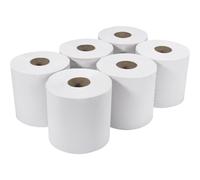 Officely Centrefeed White Rolls - 2 Ply Heavy Duty Industrial Towels - 150 Metres (Pack of 6)
