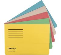 Officely Document Wallets Foolscap 285gsm, Assorted - Box of 50